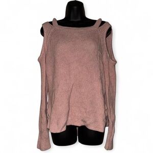 Hollister Cold-Shoulder Knit Sweater in Mauve Pink